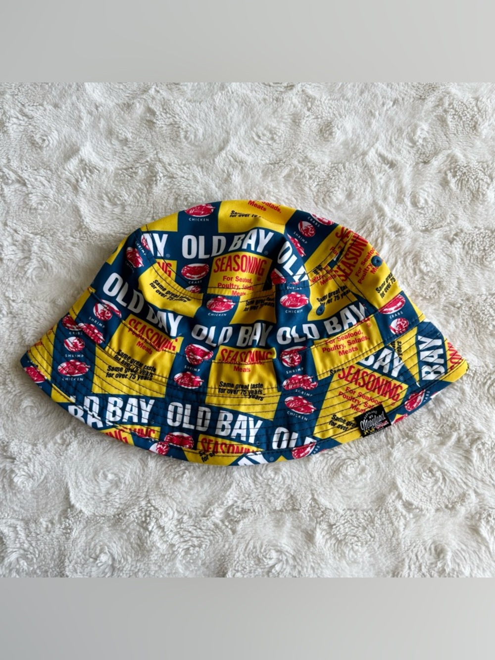 Old Bay Bucket Hat Adult OS Yellow Seasoning Crab Shrimp Maryland Baltimore Logo